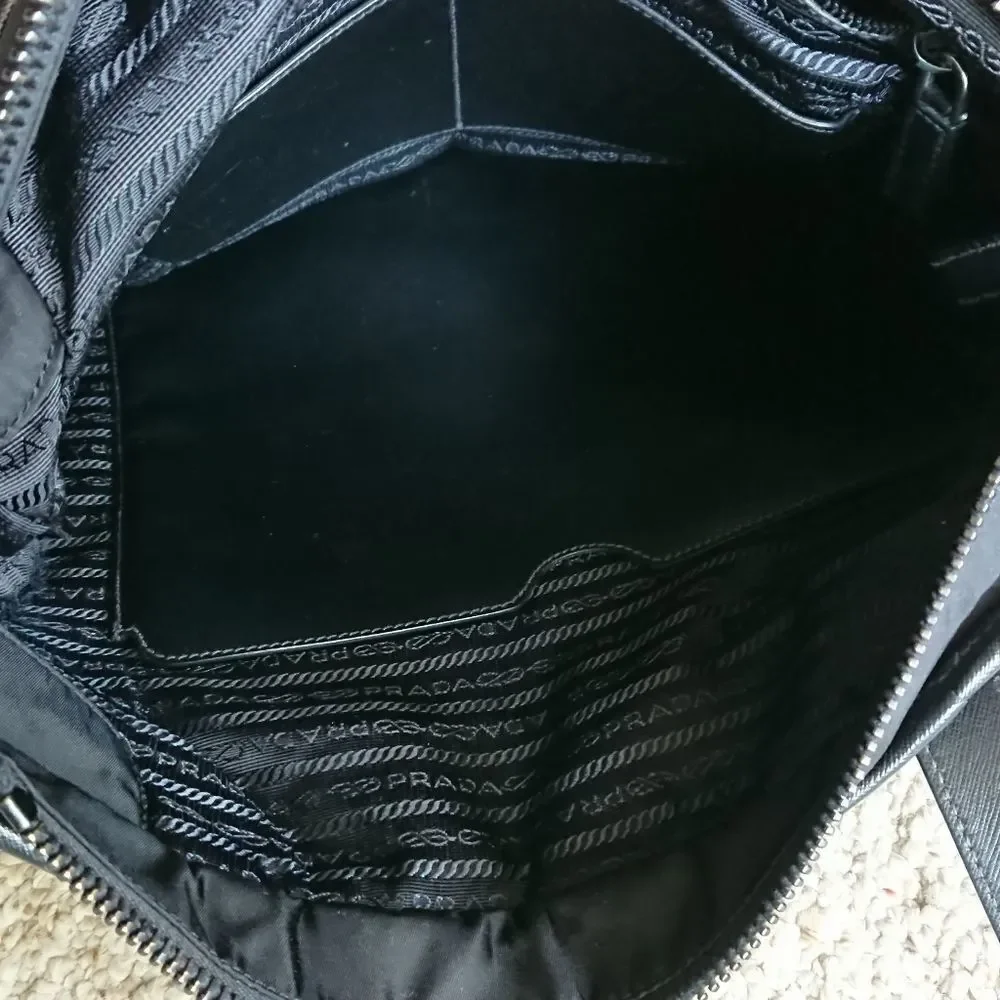 Prada black Nylon and Saffiano leather tote
